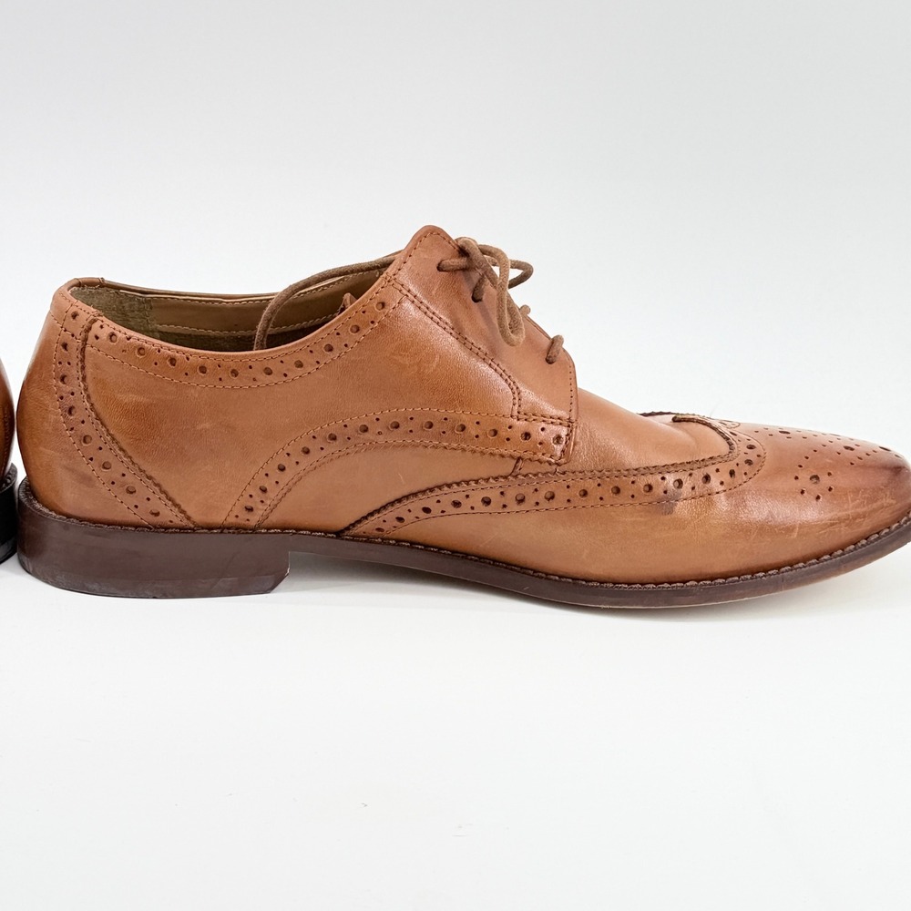 Florsheim Mens 11737 257 Tan Leather Wingtip Brogue Oxford Shoes 10.5 D - Picture 5 of 10